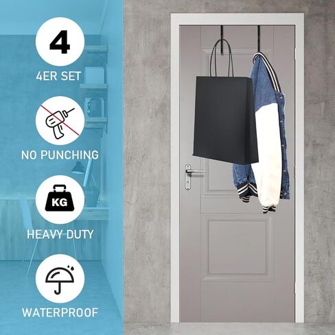 4 Pcs Over The Door Hook,Cubicle Hooks for Hanging,Cubicle Hooks for Wall Panel,Heavy Duty Metal Hook for Bathroom, Towels, Clothes, Bags in Saudi Arabia