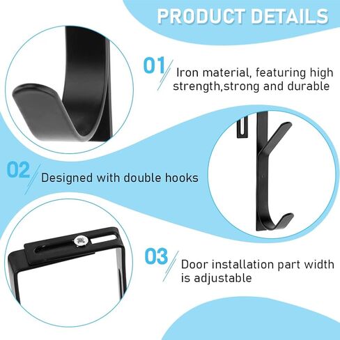 4 Pcs Over The Door Hook,Cubicle Hooks for Hanging,Cubicle Hooks for Wall Panel,Heavy Duty Metal Hook for Bathroom, Towels, Clothes, Bags in Saudi Arabia