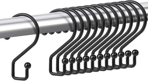 Reversible Black Metal S Shaped Hooks, 3 Inch Black S Hooks Heavy Duty S Shaped Hook for Hanging Jeans Plants Jewelry Pots Pans Mugs Curtains Pants Purses Crafts (Black, 12 Pcs) in Saudi Arabia
