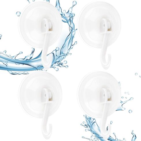 Suction Cup Hooks, 4 Pack Small Clear Vacuum Holder Removable Heavy Duty Waterproof Shower Hooks Reusable Suction Hanger for Kitchen Bathroom Decoration in Saudi Arabia