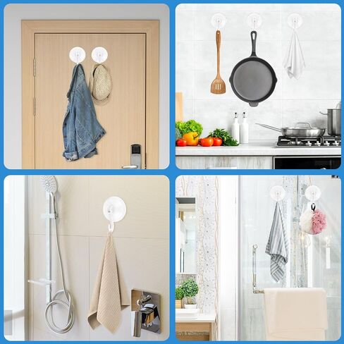 Suction Cup Hooks, 4 Pack Small Clear Vacuum Holder Removable Heavy Duty Waterproof Shower Hooks Reusable Suction Hanger for Kitchen Bathroom Decoration in Saudi Arabia