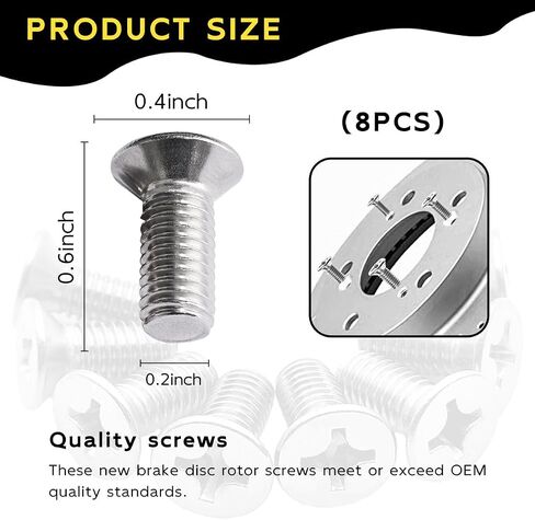 12PCS Stainless Steel Brake Disc Rotor Screws, Car Front and Rear Retaining Hardware Screw Kit, Replace 93600-06014-0H for K3, City, Civic, Accord, Odyssey, Car Accessories in Saudi Arabia