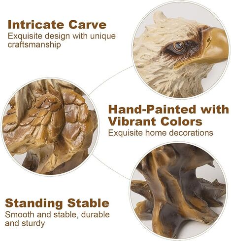 Eagle Head Statue, Resin Bald Eagle Bust Decor Home, Sculpture Collectible Figurines Table Mantel Shelf Decoraton in Kuwait