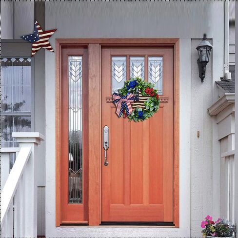 Linfevisi Metal Barn Star 3D Hanging American Flag Rustic Patriotic Star Wall Decor Art U.S. Flag Ornaments Outside 4th of July Decoration Outdoor Indoor Memorial Day Home Country Farmhouse Style 12'' in Saudi Arabia
