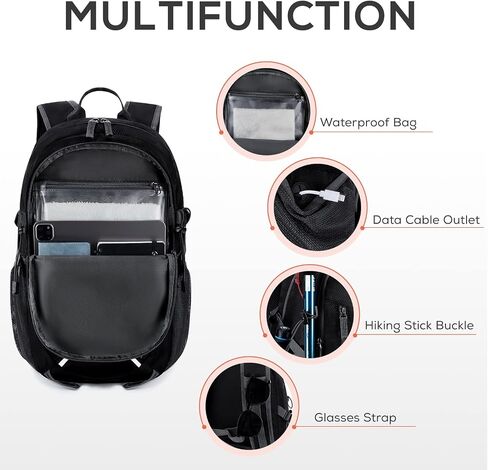 TOURIT Hiking Backpack 40L Lightweight Hiking Daypack Foldable Waterproof Camping Backpack for Women Men Travel Outdoor Black in Saudi Arabia