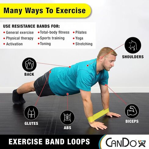 CanDo Resistance Exercise Band Loop, Gold XXX-Heavy 10 inch, for Workouts, Exercise, Yoga, Training at Home or Gym, Durable Latex Fitness Bands in Saudi Arabia