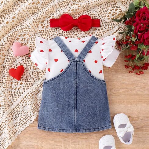 Baby Girl Clothes Outfits Summer Cute Little Bear Romper + Shorts + Butterfly Tie Hair Band Set 0-18 Months in Saudi Arabia