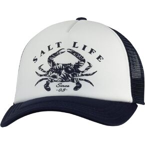 Salt Life Crab Tropics Trucker Mesh Hat, Navy, OSFM