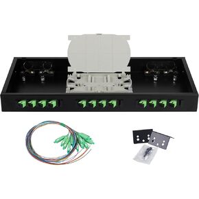FYBOPTWU-12 صندوق حاوية مثبت على حامل 12 منفذ SC APC مع أسلاك التوصيل المصنوعة ووصلات التوصيل، صندوق لوحة التصحيح المحملة LGX 12 الأساسية يناسب خزانة رفوف مقاس 19 بوصة in Kuwait