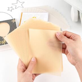 Briartw 90 Sheets 4.25x5.5" Colored Frosted Smooth Vellum Paper Sheets,100gsm/37lb Heat Resistant Translucent Tracing Paper,Three-Colored See-Through Paper for Stamping,Embossing,Die Cutting