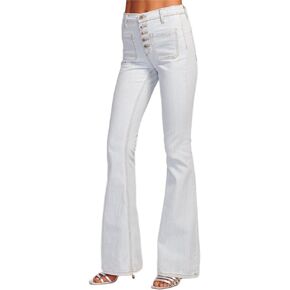 Ramy Brook Women's Cindy Exposed Button High Rise Flare Jean