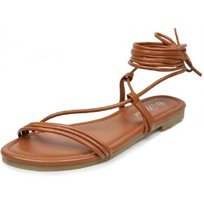 Women's Lace up Strappy Flat Sandals Open Toe Tie up Gladiator Dressy Sandals