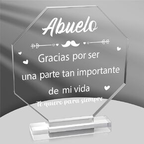 هدايا عيد ميلاد الجد الإسباني من Yopyame - Regalos para Abuelo Octagon أكريليك هدية تذكارية من أوزان الورق هدية للجد باللغة الإسبانية هدايا عيد الميلاد للأب للجد من حفيد الحفيدة