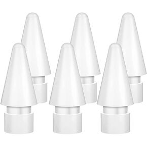 Replacement Tips for Apple Pencil 1st/2nd Generation & Logitech Crayon, Fine Point Well Precision Control Apple Pencil Nibs for ipad Pro/Air/Mini Pencil, 6 Pack, White
