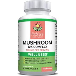Hattie's Supplements Mushroom 10x 1330mg, 60 Capsules