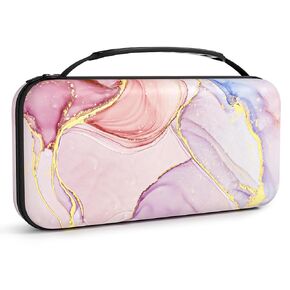 NPOOYI Carrying Case Compatible with Nintendo Switch OLED and Switch 2017, Hard Shell Protective Switch Travel Case with Pockets and Game Holder for Switch Console Joy-Con & Accessories,Flower