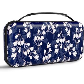 NPOOYI Carrying Case Compatible with Nintendo Switch OLED and Switch 2017, Hard Shell Protective Switch Travel Case with Pockets and Game Holder for Switch Console Joy-Con & Accessories,Flower