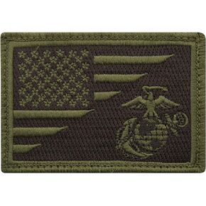 Rothco US Flag/USMC Eagle, Globe and Anchor Morale Patch, Olive Drab
