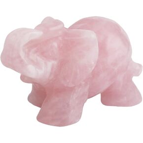 SUNYIK Rose Quartz Elephant Pocket Statue Kitchen Guardian Healing Figurine Decor 1.5"