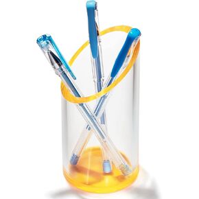OfficeGoods Acrylic Pen & Pencil Holder - Modern Cylinder Design - Beautiful Desk Organizer for Home or Office - Contrasting Base & Rim - 5.25" H x 2.5" W - Neon Green in Kuwait
