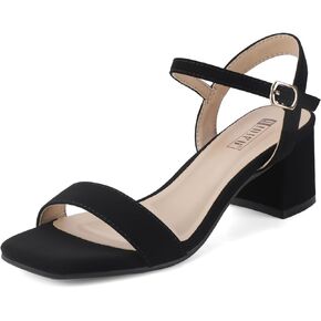 IDIFU IN2 Low Block Heels for Women Chunky Heels Square Open Toe Heeled Sandals Wedding Bride Prom Graduation Dress Shoes Comfortable Cute Trendy Summer Casual Ankle Strap Heels