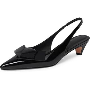 Modatope Kitten Heels for Women Bow Pointed Closed Toe Slingback Low Heels Sandals Women Pumps Wedding Dress Shoes
