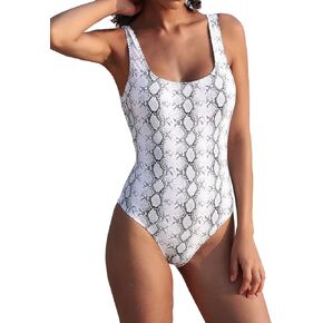 SHEKINI Women's Retro Square Neck One Piece Swimsuits Plunge Backless Bathing Suits