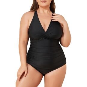 Smismivo Women Plus Size One Piece Swimsuits Tummy Control Bathing Suits Full Coverage Swimwear