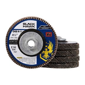 BHA High Density Zirconia Flap Discs Jumbo Grinding Wheels XL Type 27, 4.5" x 5/8"-11, 5 Pack (36 Grit)