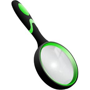 10X Shatterproof Magnifying Glass 10X Large Handheld Magnifying Glass for Seniors Kids 75mm Magnifying Lens with Non-Slip Rubber Handle Magnifier Glass for Reading Science Insect Hobby Observation