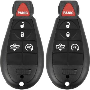 X AUTOHAUX 2pcs GQ4-53T 433Mhz Smart Proximity Replacement Keyless Entry Remote Car Key Fob for Dodge for Ram 1500 2500 3500 2013-2019 Trunk 5 Buttons with Air Suspension W/Door Key