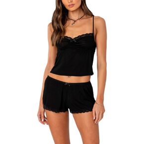 Women Two Pieces Outfit Sets Y2k Cami Top And Shorts Pajama Sets Sleepwear Summer Clothes Streetwear Loungewear