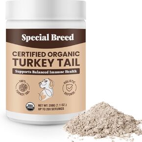 Turkey Tail Mushroom for Dogs and Cats - Certified Organic Turkey Tail Powder, Canine Immune Support, 200 Grams