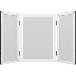Houseables Trifold Vanity Mirror, Hangable on Wall, Single, 3 Way, 28" x 40", Tri Fold, Big Mirrors for Tables, Bedrooms, Bathroom, Makeup, Tabletop, Three Part, Beveled Edges