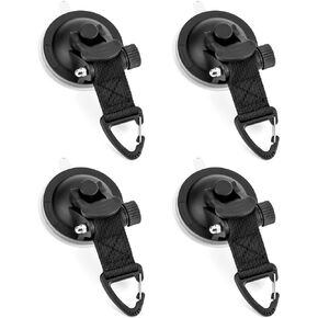QWORK Heavy Duty Car Camping Tie Down Suction Cups, 4 Pieces Strong Power Camping Tarp Accessory with Securing Hooks
