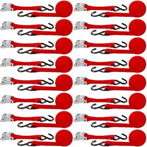 16 Pcs Cambuckle Tie Down Straps 1763lbs Break Strength Securing Straps 1'' x 15 ft Cambuckle Tie Downs with S Hook Cargo Strap for Motorcycle, Kayak, Car, Truck, Boat Moving, Securing Cargo (Blue)