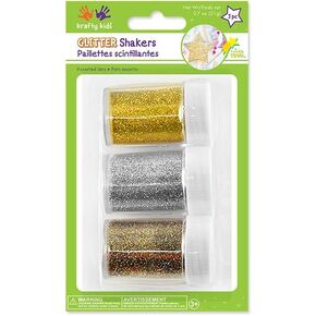 Krafty Kids GC400A Glitter Shaker Jars, 21g, Gold/Silver/Multi