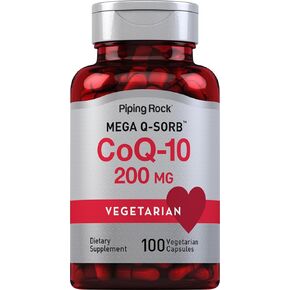 Piping Rock CoQ10 200 mg | 100 Capsules | Mega Q Sorb | Vegetarian, Non-GMO, Gluten Free Supplement