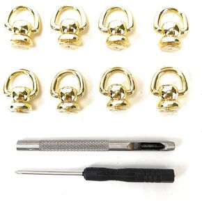 VersaKits 8 Pcs Ball Studs Rivets Gold 360 Rotatable D Rings Stud Screw Zinc Alloy Heavy Duty for Leather Crossbody Purse Craft