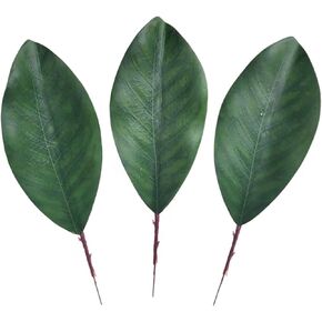 30Pcs Artificial Magnolia Leaves Single Writable Signature Leaves DIY Crafts Fake Green Leaves Bookmarks Flower Arrangement Decoration 7.7 Inch
