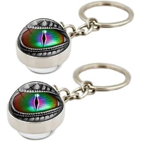 2 PCS Evil Eye & Dragon Eye Keychains Evil Dragon Eye Glass Ball with Keyring