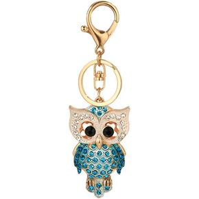 تشون لطيف البومة تألق حجر الراين سلسلة المفاتيح، كريستال سحر قلادة Keyrings (الأزرق)، كبير