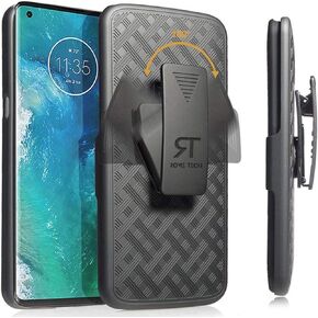 Rome Tech Belt Clip Holster Case for Moto Edge Plus 2020 - XT2061-3 - Slim Heavy Duty Shell Holster Combo - Rugged Phone Cover with Kickstand Compatible with Motorola Edge+ Plus - Black