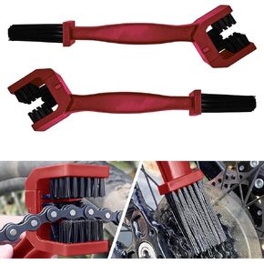 2PCS Motorcycle Chain Brush Cleaning kit Motorcycle Chain Washer Cleaner, Double-Ended Chain Gear Dirt Clean Brushes Tool for Mountain Bike Heavy Duty Motorcycle Accessories(1 Red + 1 Blue)
