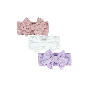 3 Pack 5.3''Baby Girl Floral Embroidery Eyelet Bow Headbands Newborn Hairband Baby Turban Knotted Headwrap for Toddler Hair Accessories.(FD90) (ZH A)