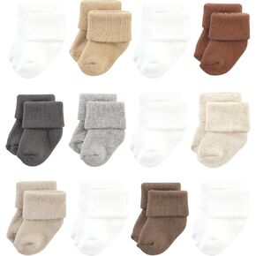 Hudson Baby Unisex Baby Cotton Rich Newborn and Terry Socks, Neutral Tones, 6-12 Months in Saudi Arabia