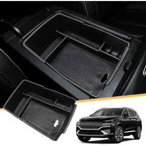 LFOTPP for 2023 Santa Fe Center Console Organizer for 2021 2022 2023 H*yundai Santa Fe TM [2021-2023 Santa Fe & 2022 2023 Santa Fe SEL] Console Tray 2021-2023 Santa Fe Accessories Armrest Box (Black)