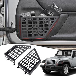 Metal Front Door Pockets for 2007-2018 Jeep Wrangler JK JKU 2/4 Storage Stainless Steel Door Side Insert Organizer