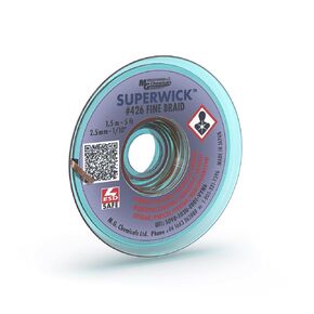 MG Chemicals 426 Desoldering Braid #4 Fine Braid Super Wick with RMA Flux, 5' Length x 0.1" Width, Blue