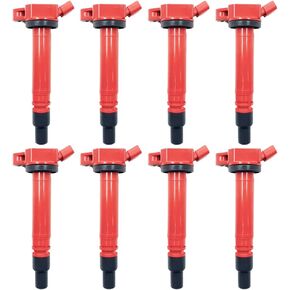 8PCS HIGH ENERGY PERFROMANCE RED TOP IGNITION COILS ARK-IG507-R UF507 UF587 UF630 9091902256 90919A2005 FOR Toyota Tundra Sequoia Land Cruiser Lexus GX460 LS460 LS600H LX570 4.6 5.0 5.7 V8 1UR 2UR 3UR